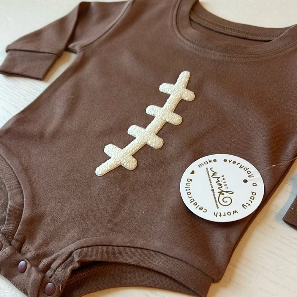 Sweet Wink Football Patch Long Sleeve Romper 0-3 months
